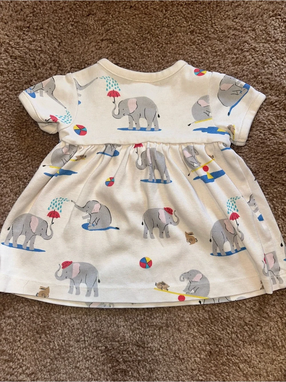 Hanna Andersson Cream Short Sleeve Elephant Print dress